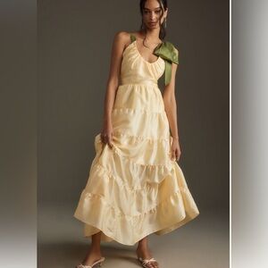 Anthropology Hutch Scoop-Neck Tiered Maxi dress Medium Petite